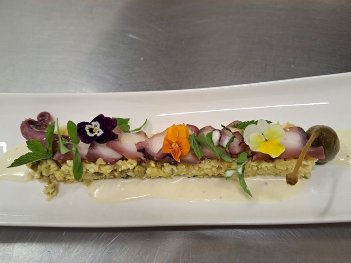 Poulpe et tartare de légumes croquants, Le Grain de Folie